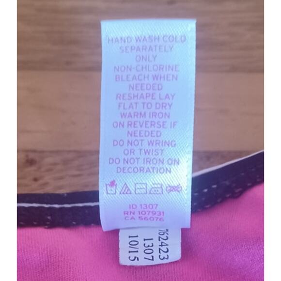 Justice Geometric Design Bikini Set Fuchsia Black Neon Colors Youth 14 - Picture 10 of 10